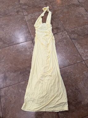 White Fox Boutique Pale Yellow Halter Maxi Dress